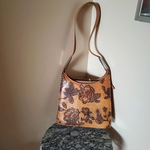 Cuoieria Fiorentina Shoulder Tan Geniune Leather  Made in Italy With Floral Desi